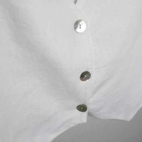 Show Me Your Mumu Vicky Vest Women's Small White Linen Shirt Top Golden 2 - Picture 10 of 15